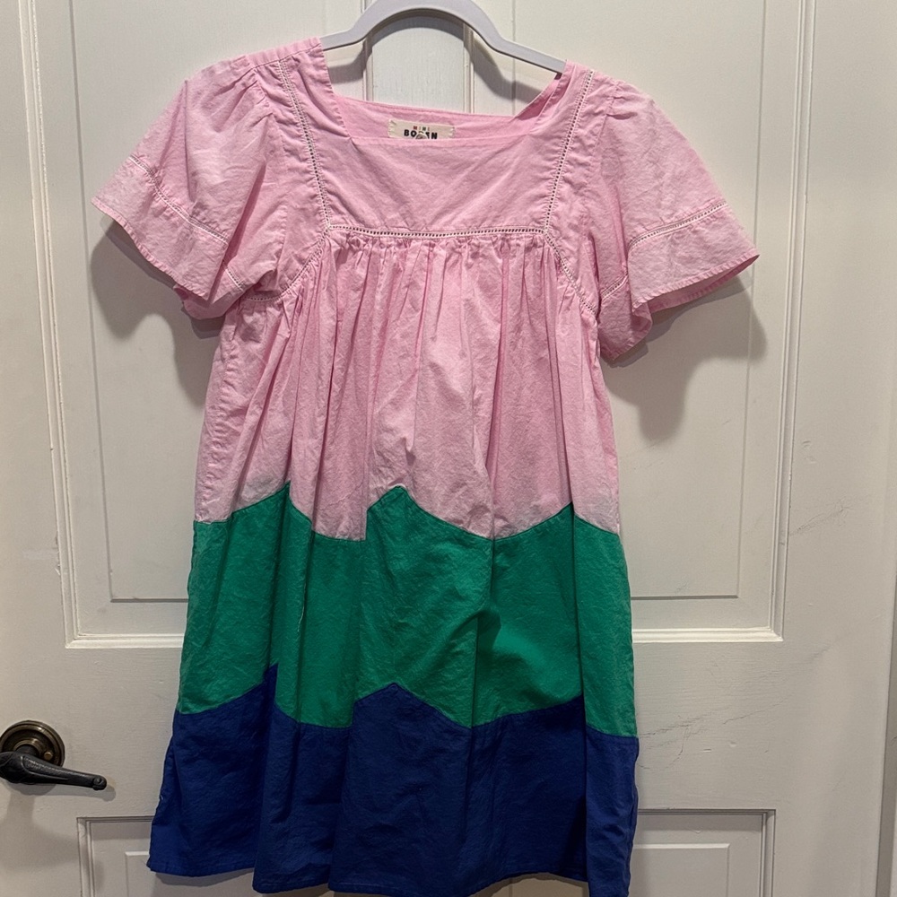 Mini Boden Pink, Green, and Blue Kids Dress